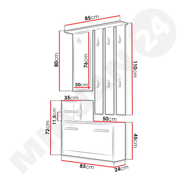 Mobilier hol Kelmor (alb) *resigilat