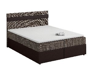 Manželská posteľ Boxspring 160x200 cm Mimosa (melírovaná hnedá + tmavohnedá) (s roštom a matracom)