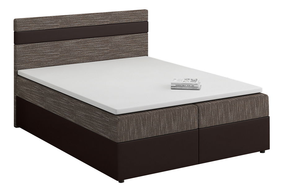 Bračni krevet Boxspring 160x200 cm Mimosa (s podnicom i madracem) (crna + smeđa)