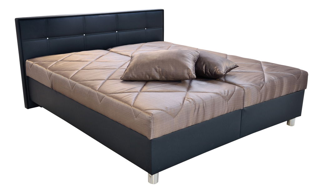 Manželská posteľ 180 cm Blanár Belfast (sivá + biela) (s roštami a matracmi)