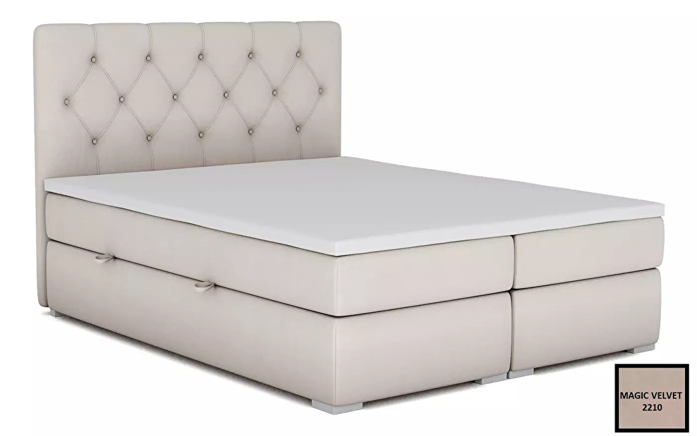 Franciaágy Boxspring 160 cm Ronda (tárolóhellyel) (bézs) *bazár