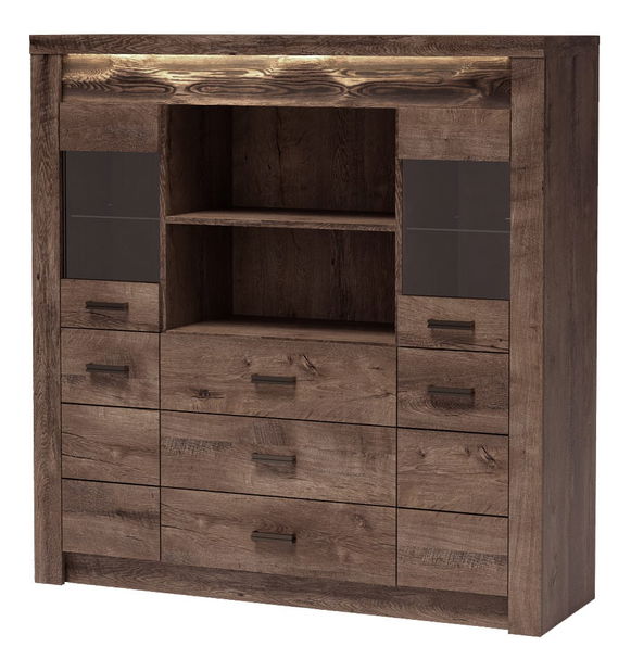 Vitrina Indie 22 (s LED rasvjetom) (jasen tamni)