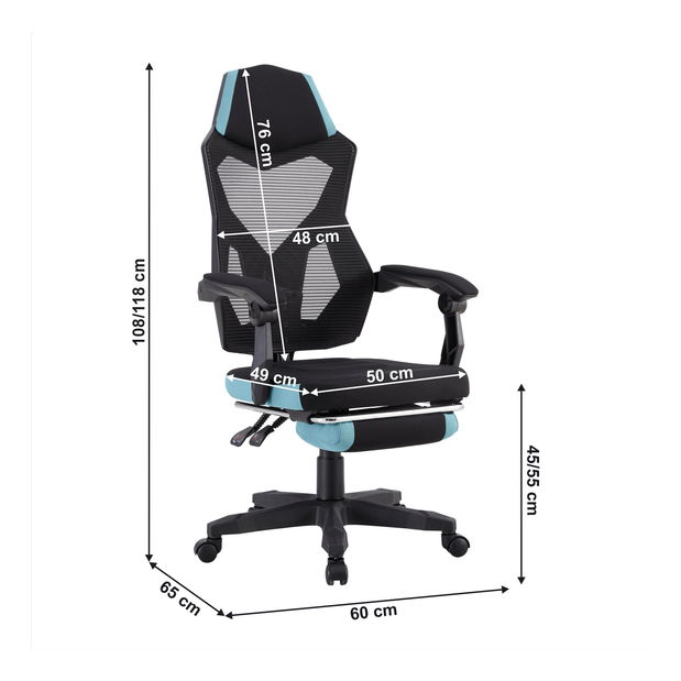 Uredska fotelja Jarak 884H-L036 (crna + neomint)