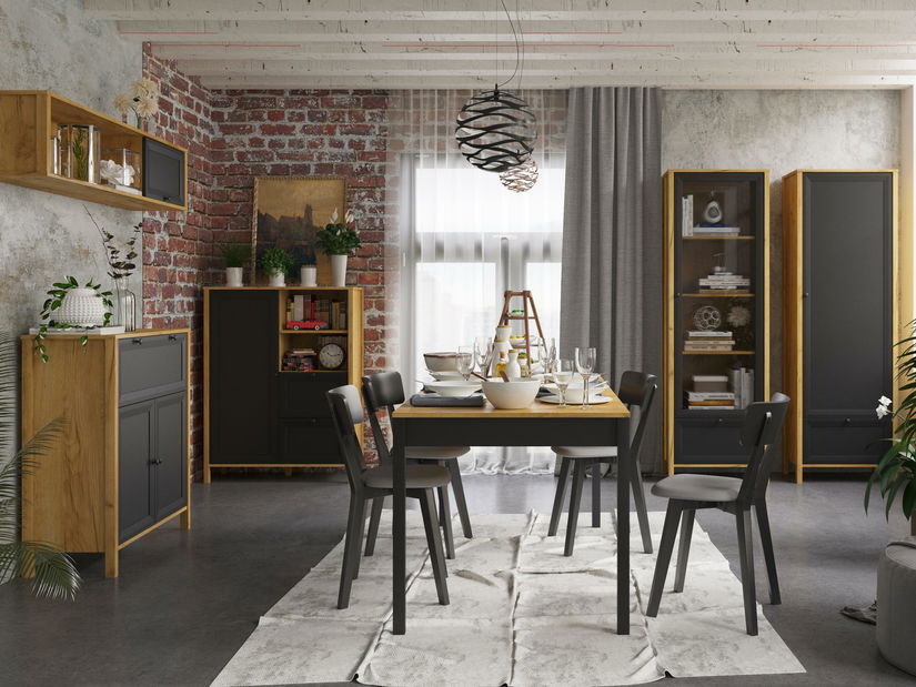 Sufragerie Bruselas 1 (stejar craft auriu + negru)