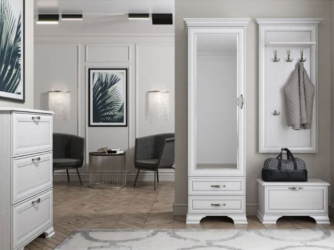 Policová skriňa Trippy (woodline krém) (so zrkadlom)