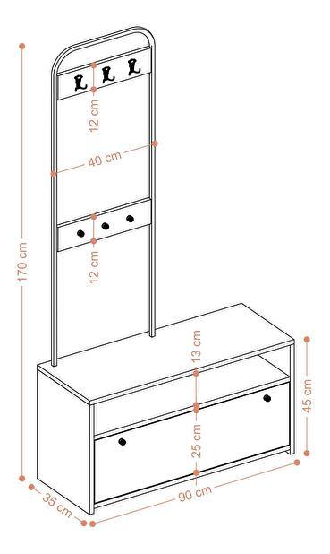 Mobilier hol Alicia (Alb + Negru)