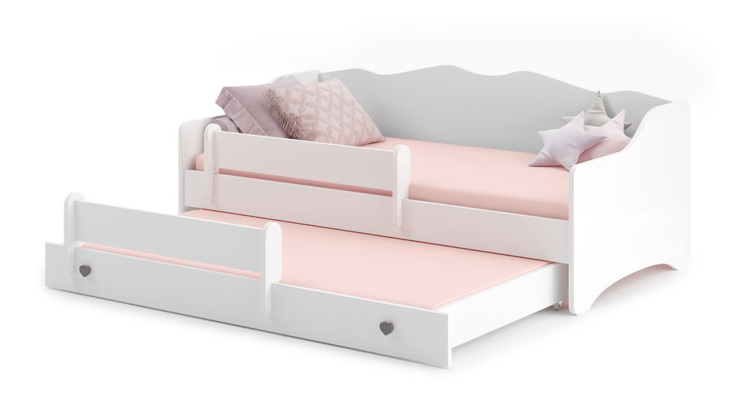 Rozkladacia detská posteľ 160x80 cm Ester II (s roštom a matracom) (biela + sivá)