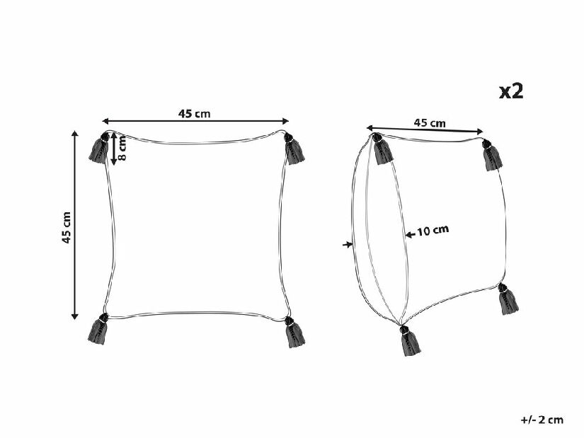 Set 2 ukrasna jastuka 45 x 45 cm Hicky (bež)