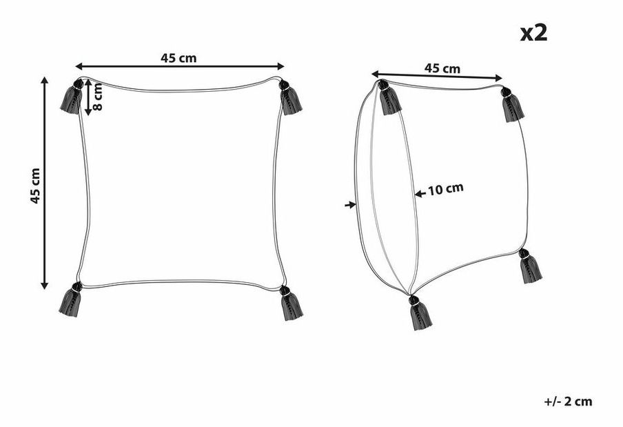 Set 2 buc perne decorative 45 x 45 cm Hicky (bej)