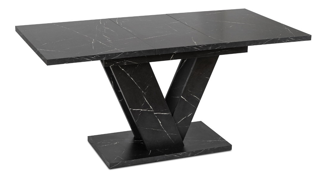 Masă sufragerie extensibilă Comentado (marmură negru + auriu) (pentru 4-6 persoane)