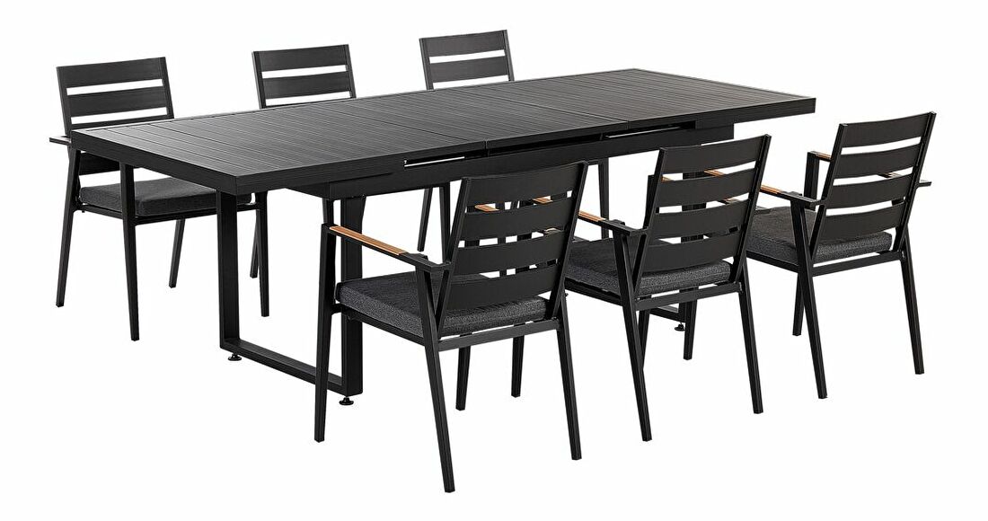 Set mobilier de grădină Valerian/Tavia (Negru + gri) 