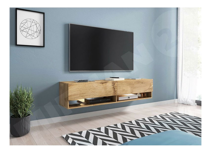 Masă TV/ Dulap Aldesia -140 (stejar wotan) (iluminat LED RGB color)