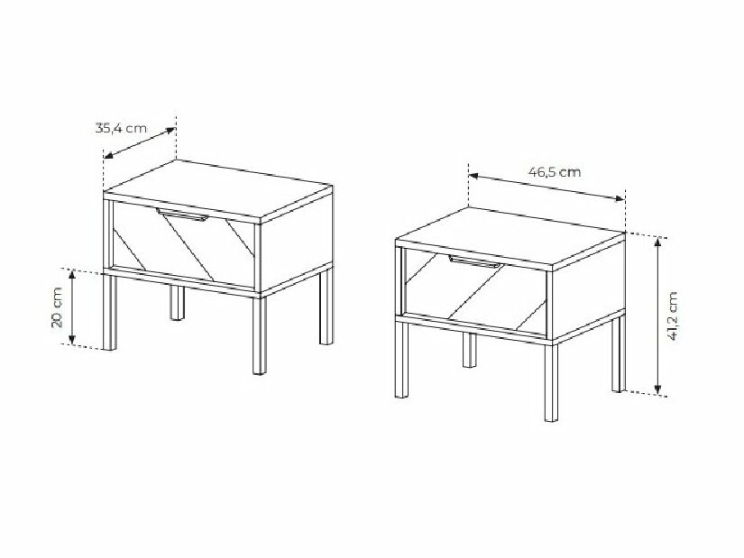 Set 2 kom. noćnih stolića Versaccio D (hrast scandi + crna)