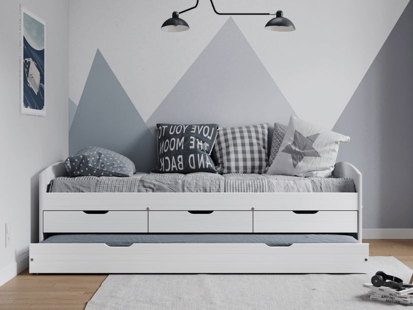 Pat de o persoană 90x200 cm Marcy (alb)