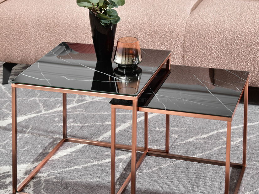 Dohányzóasztal Prana Law (fekete márvány + réz)