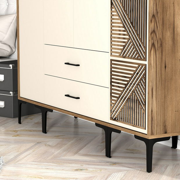 Šatníková skriňa Kiara STP (orech + krémová)