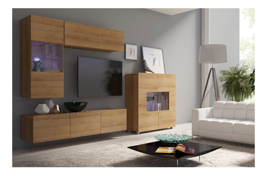 Obývacia stena Calabria C3 (dub zlatý) (bez osvetlenia)