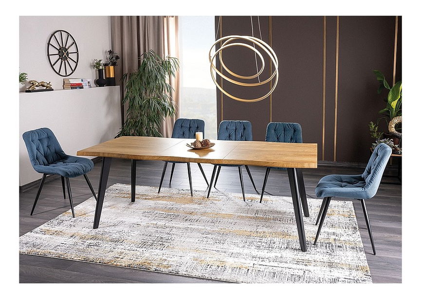 Masă extensibilă de sufragerie 150-210 cm Faustina (stejar artisan + negru) (pentru 8 sau mai multe persoane) *resigilat