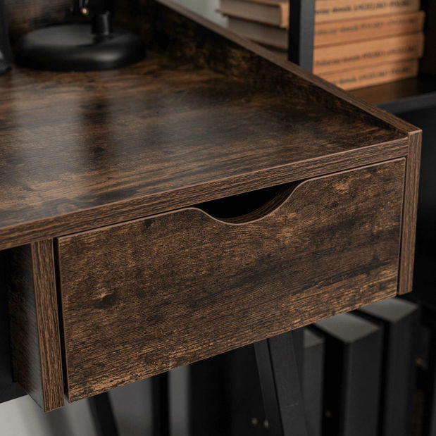 Masă de scris Igualada (stejar rustic + negru) 