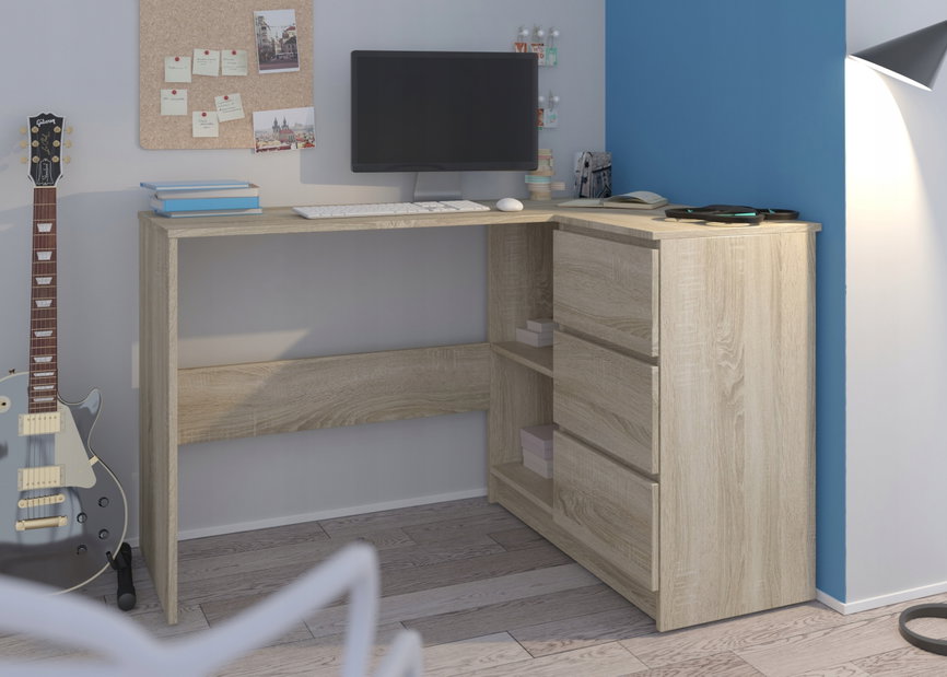 Rohový PC stolík Nolmir (dub sonoma) (P)