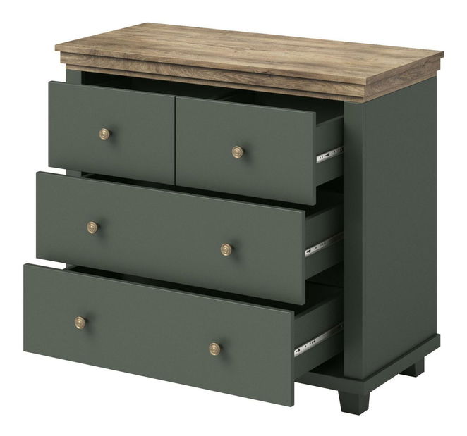 Comodă Elvina S Typ 27 (verde + stejar lefkas)