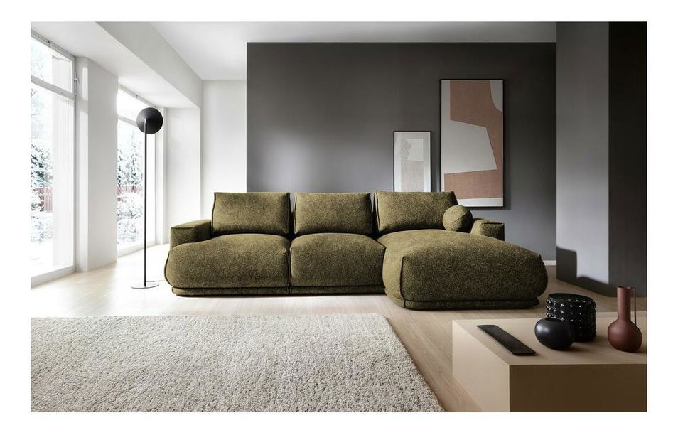 Kutna garnitura Dita (D) (maslinasto zelena + crna)