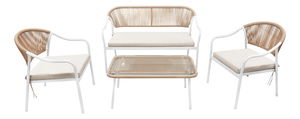 Záhradný 4-dielny ratanový set Paxton (biela + béžová)