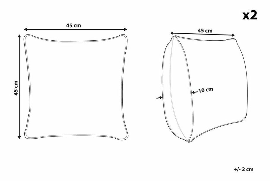 Set 2 ks. vankúšov 45 x 45 cm KUDLA (pestrá)