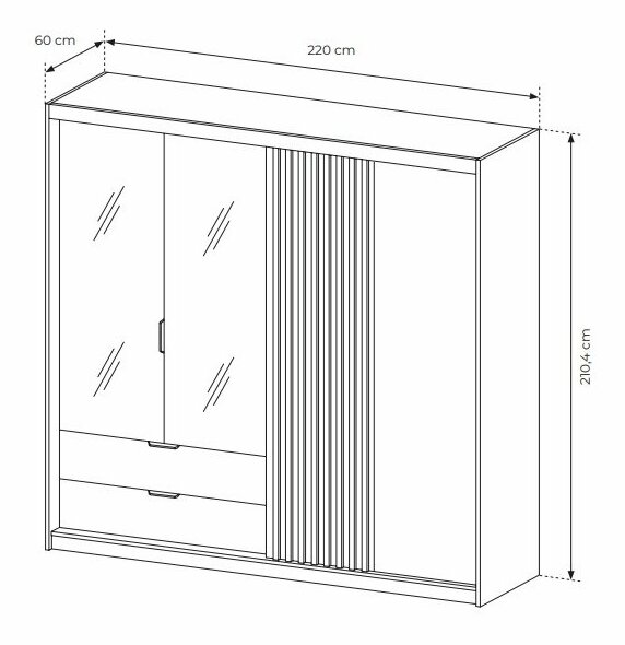 Dulap de haine Tallin 220 (Stejar artisan + antracit)