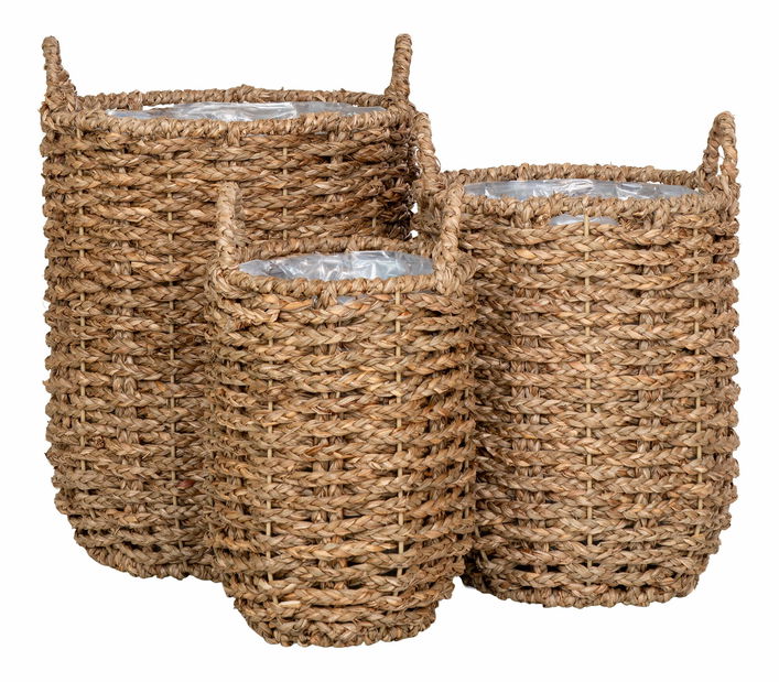 Set 3 ks prútených kvetináčov Hsanina (prírodná)