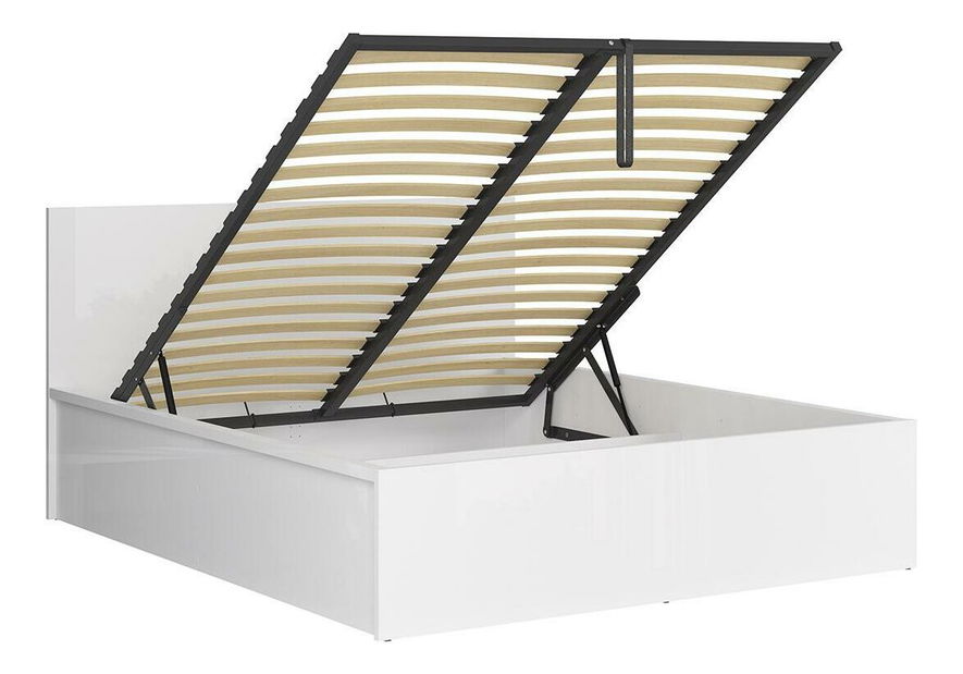 Manželská posteľ 160 cm BRW Tetrix 11 (lesk biely) (s roštom) (s úl. priestorom)