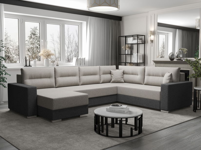 Rohová sedačka v tvare U Glide 3 (sivá + čierna) (P)