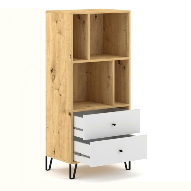 Regál Baiano (dub artisan + biela) 