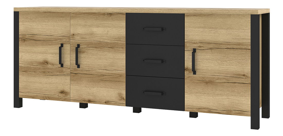 Komoda Oralee Typ 47 (dub grand natural + čierna matná)