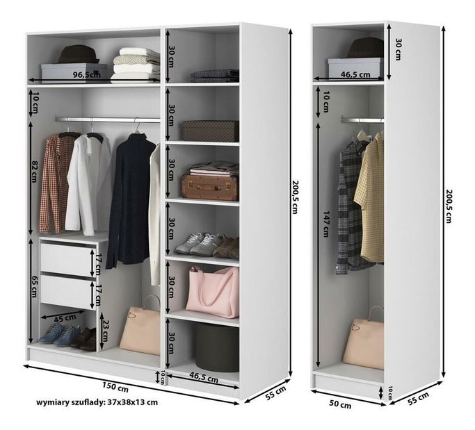 Dulap de haine Kasandra XIV (alb)