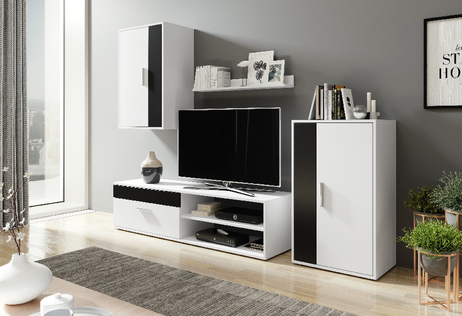 Mobilier living Berna (alb + negru)