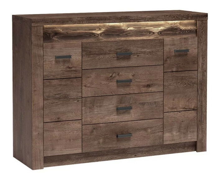 Kombinált komód Nadenas N7 (sötét kőris) (meleg fehér LED világítás)