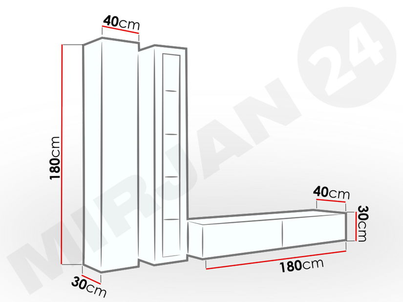 Namještaj za dnevni boravak Ziggy III (crna + wotan)