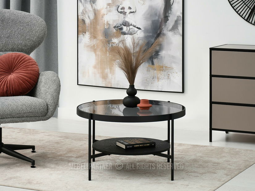 Konferenčný stolík Freya (dymové sklo čierne + čierna)