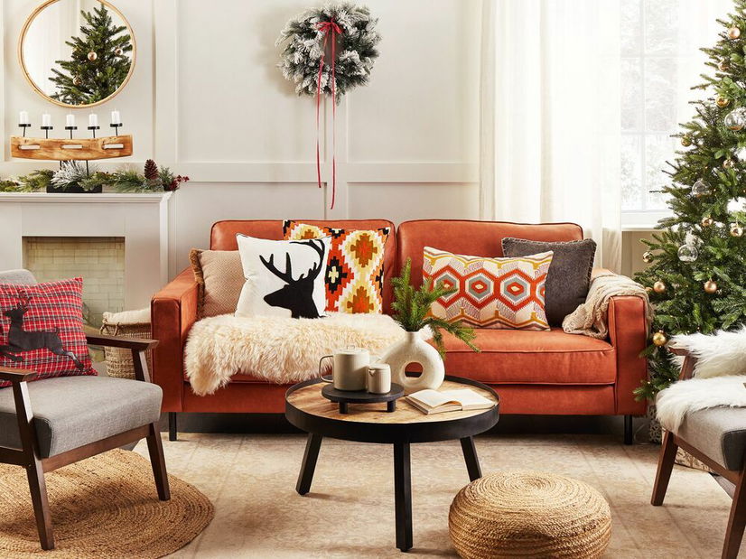 Kožni trosjed SKIVE (smeđa)