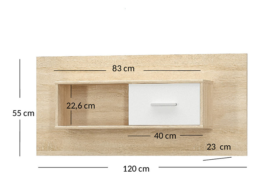 Závesná skrinka Terrell (dub sonoma + biela)