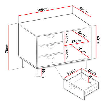 Komoda Tivaso 1D3SZ (čierna + zlatá) 