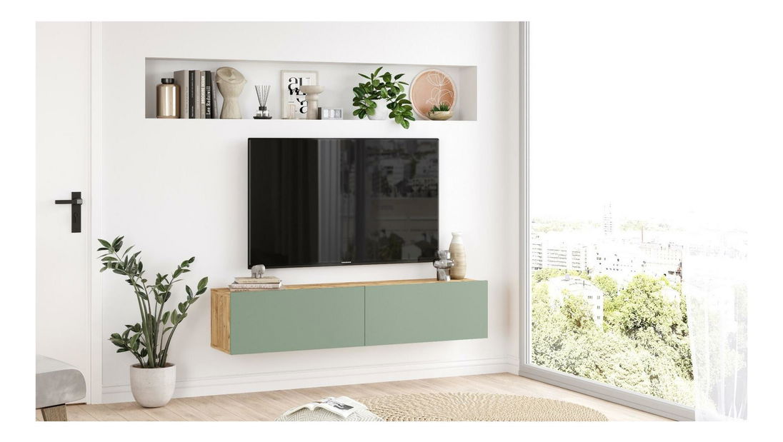 TV stolík/skrinka France 10 (borovica atlantická + zelená) 