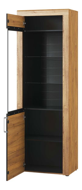 Vitrină Kogro 10 (stejar camargue + negru mat)