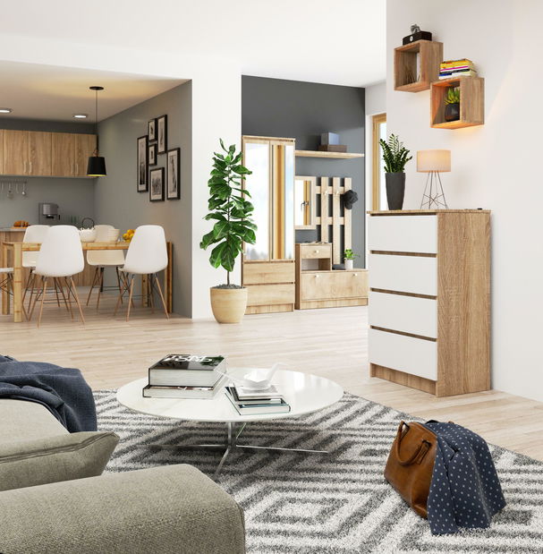 Comodă Kadir TYP2 (stejar sonoma + Alb)