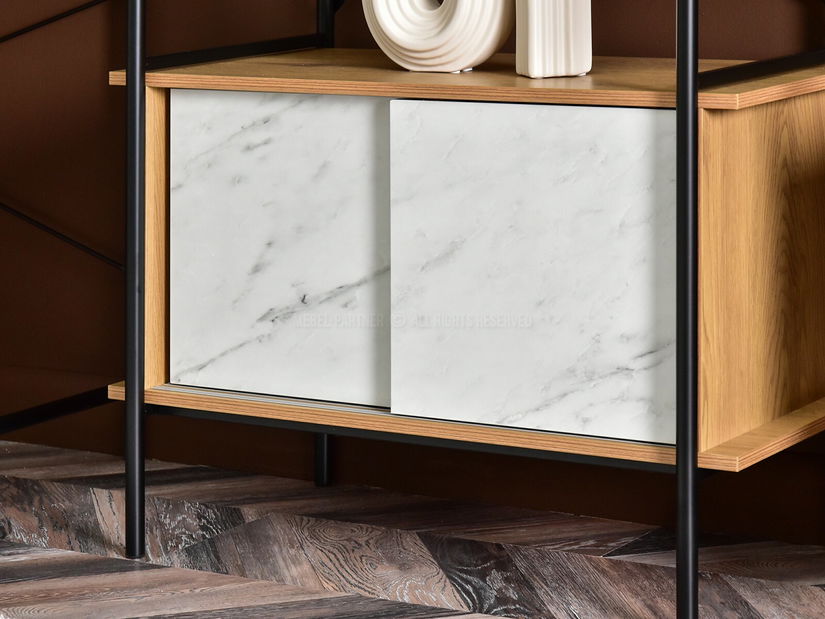 Regál Almasa A3 (biely mramor + čierna)