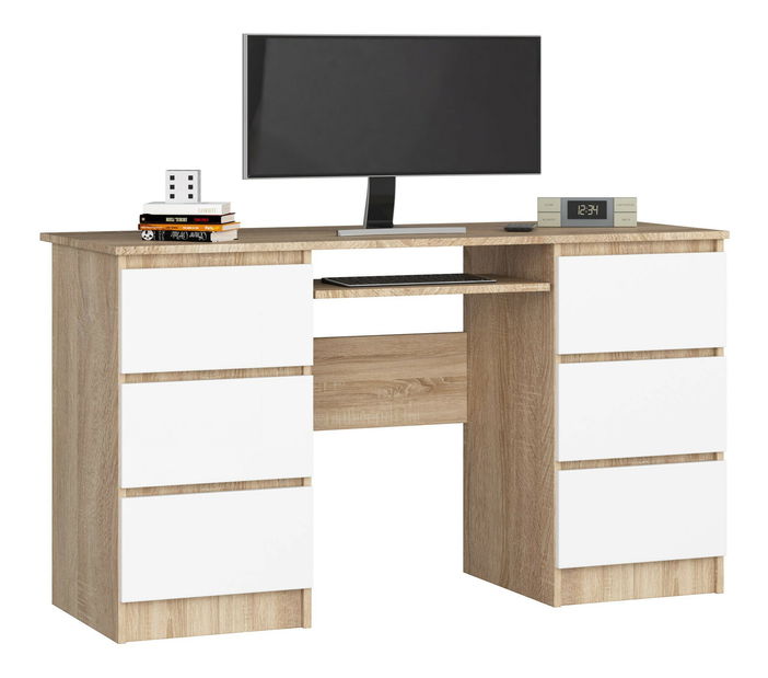 Masă PC Behati (Stejar sonoma + Alb)