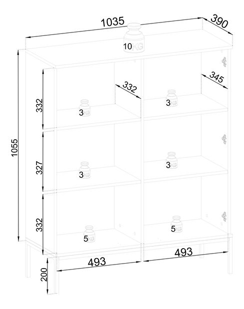 Vitrina Silvano WT104 (crna + hrast wotan) (s LED rasvjetom)