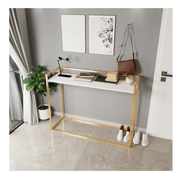 Măsuță consolă Isis (alb + auriu) *resigilat