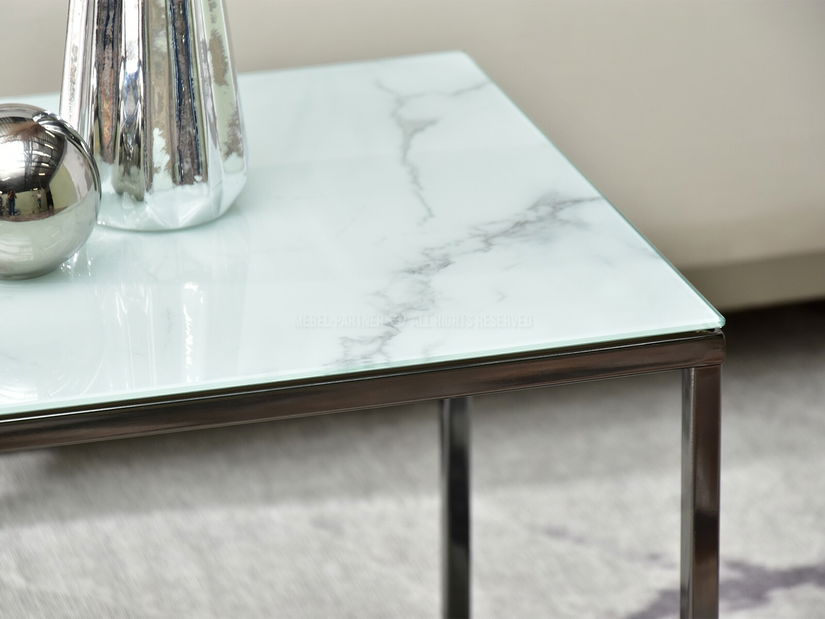 Stolić za kavu Bella S (bijeli mramor + crna)